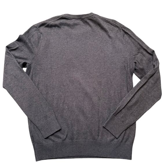 Gap Cotton Cashmere Crew Neck Sweater Men's Size Medium Charcoal Gray V Inset - Picture 2 of 8